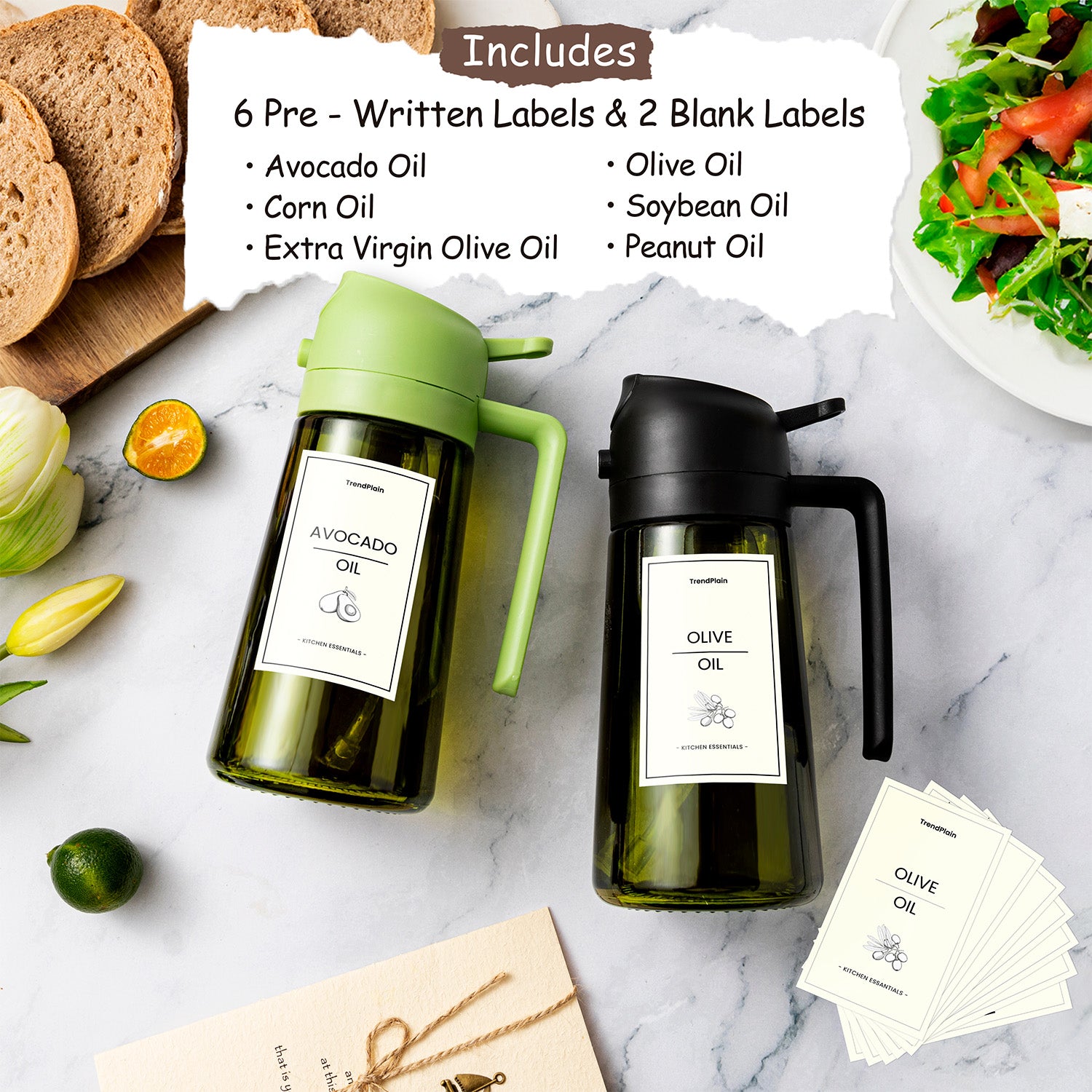 16oz Olive Oil Sprayer - Glass Bottle with Spray & Pour Modes - Light Blocking