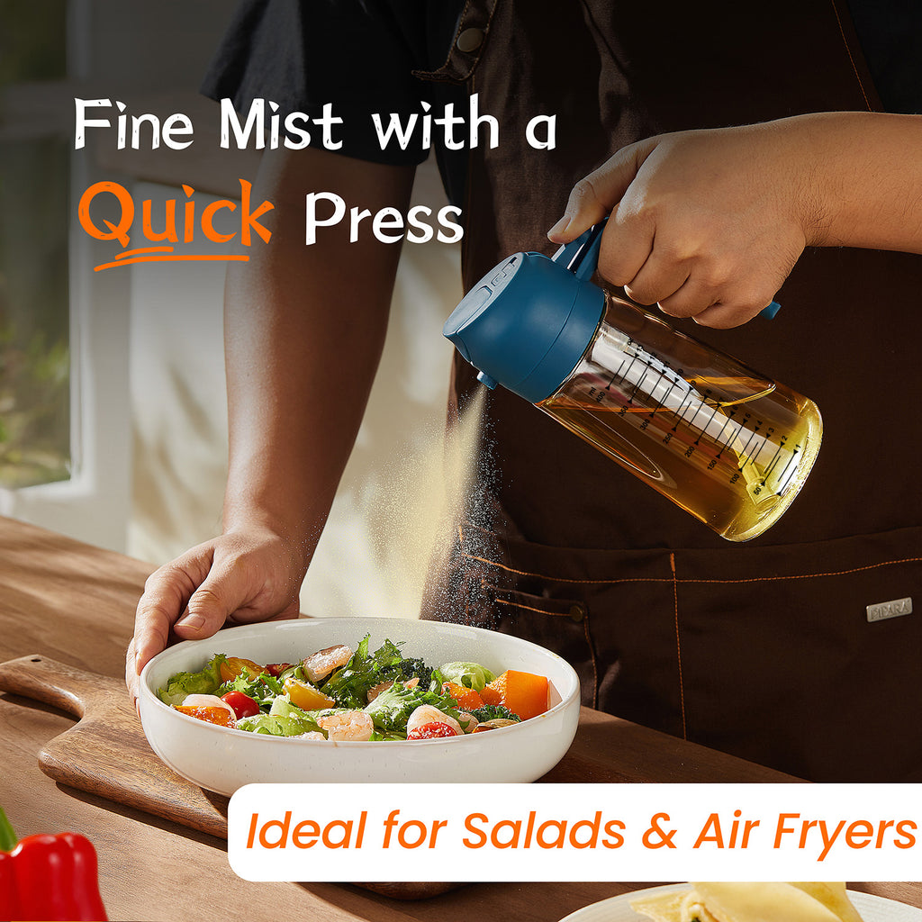 TrendPlain 16oz Glass Olive Oil Sprayer for Cooking - 2 in 1 Olive Oil Dispenser for Kitchen Gadgets,Air Fryer,Salad,Bbq