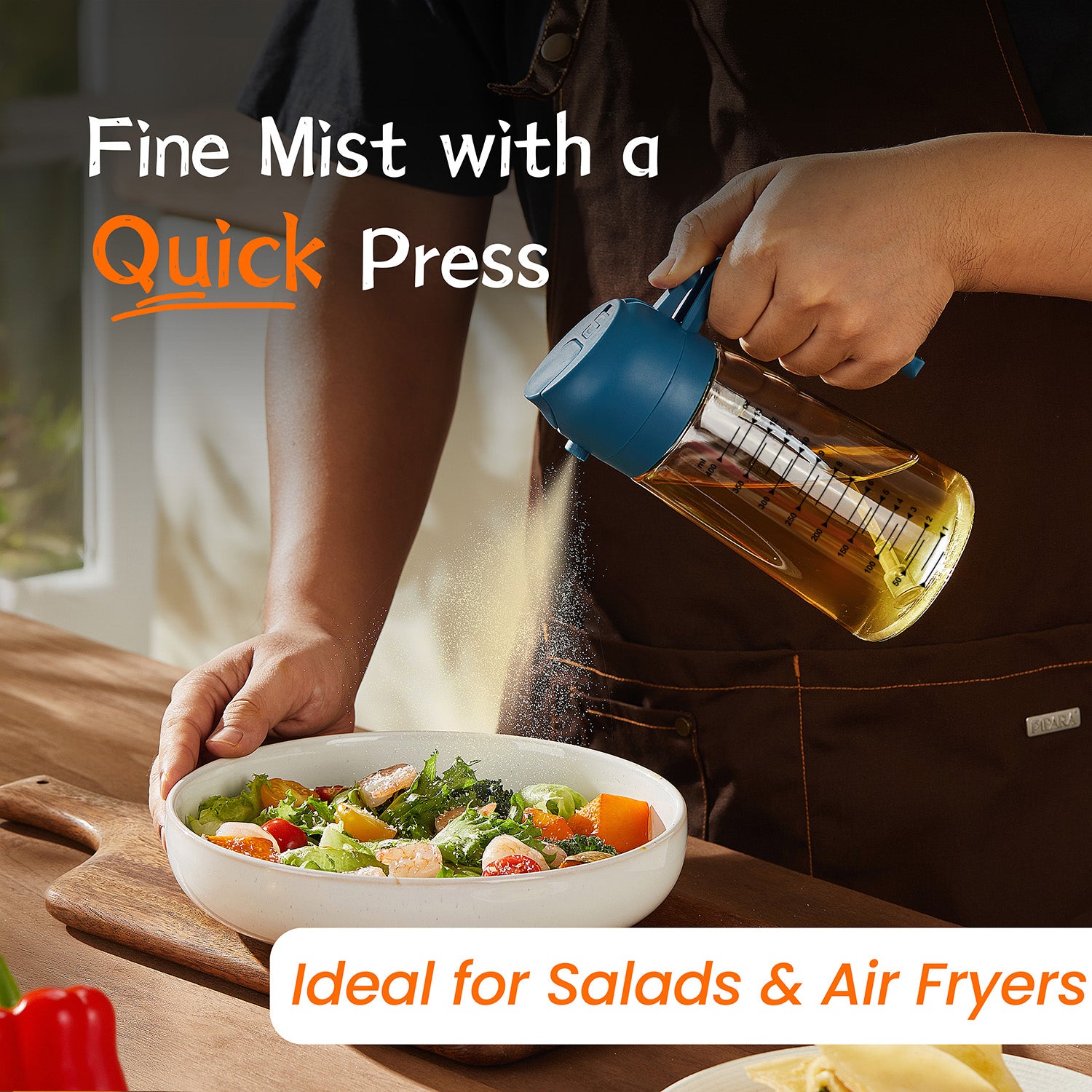 TrendPlain 16oz Glass Olive Oil Sprayer for Cooking - 2 in 1 Olive Oil Dispenser for Kitchen Gadgets,Air Fryer,Salad,Bbq