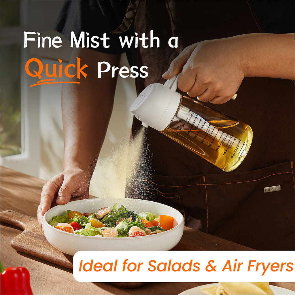TrendPlain 16oz Glass Olive Oil Sprayer for Cooking - 2 in 1 Olive Oil Dispenser for Kitchen Gadgets,Air Fryer,Salad,Bbq
