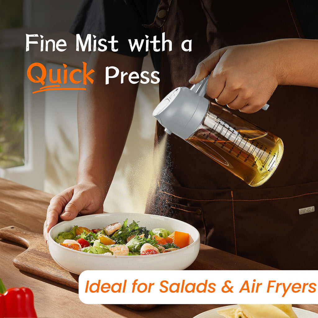 TrendPlain 16oz Glass Olive Oil Sprayer for Cooking - 2 in 1 Olive Oil Dispenser for Kitchen Gadgets,Air Fryer,Salad,Bbq