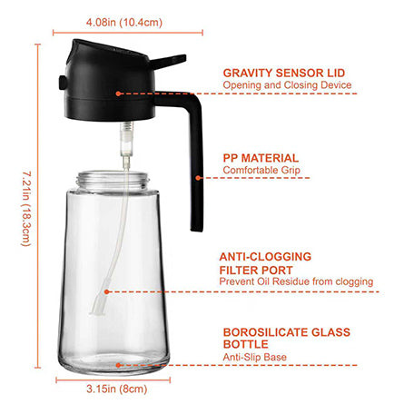 Vaporisateur d'huile d'olive 473 ml (16 oz) – Bouteille en verre avec modes vaporisateur et verseur