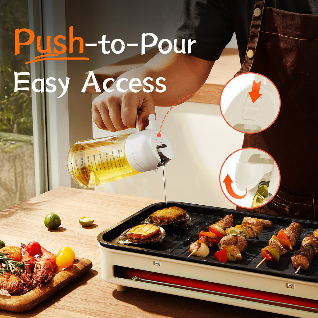 TrendPlain 16oz Glass Olive Oil Sprayer for Cooking - 2 in 1 Olive Oil Dispenser for Kitchen Gadgets,Air Fryer,Salad,Bbq