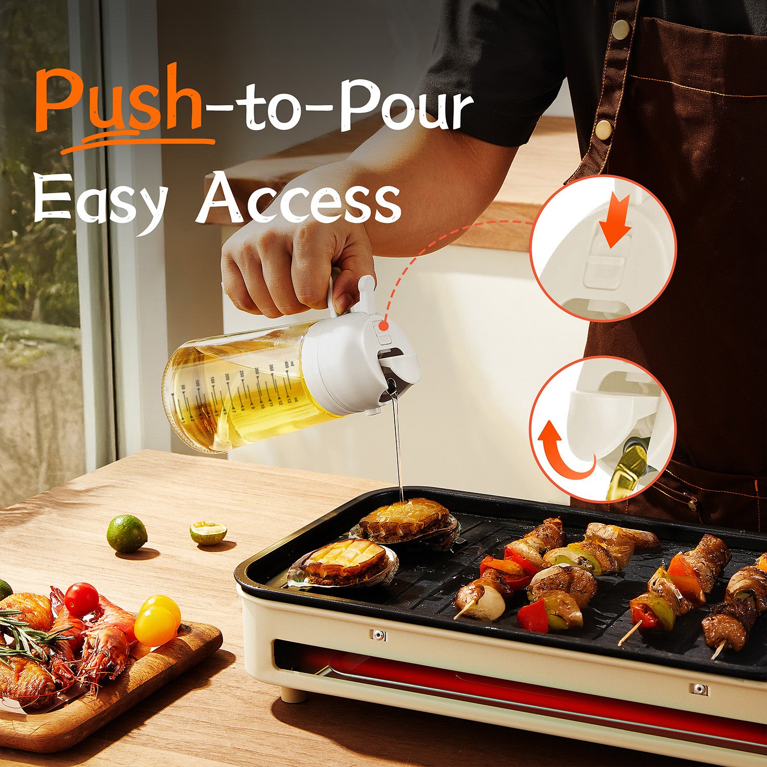 TrendPlain 16oz Glass Olive Oil Sprayer for Cooking - 2 in 1 Olive Oil Dispenser for Kitchen Gadgets,Air Fryer,Salad,Bbq
