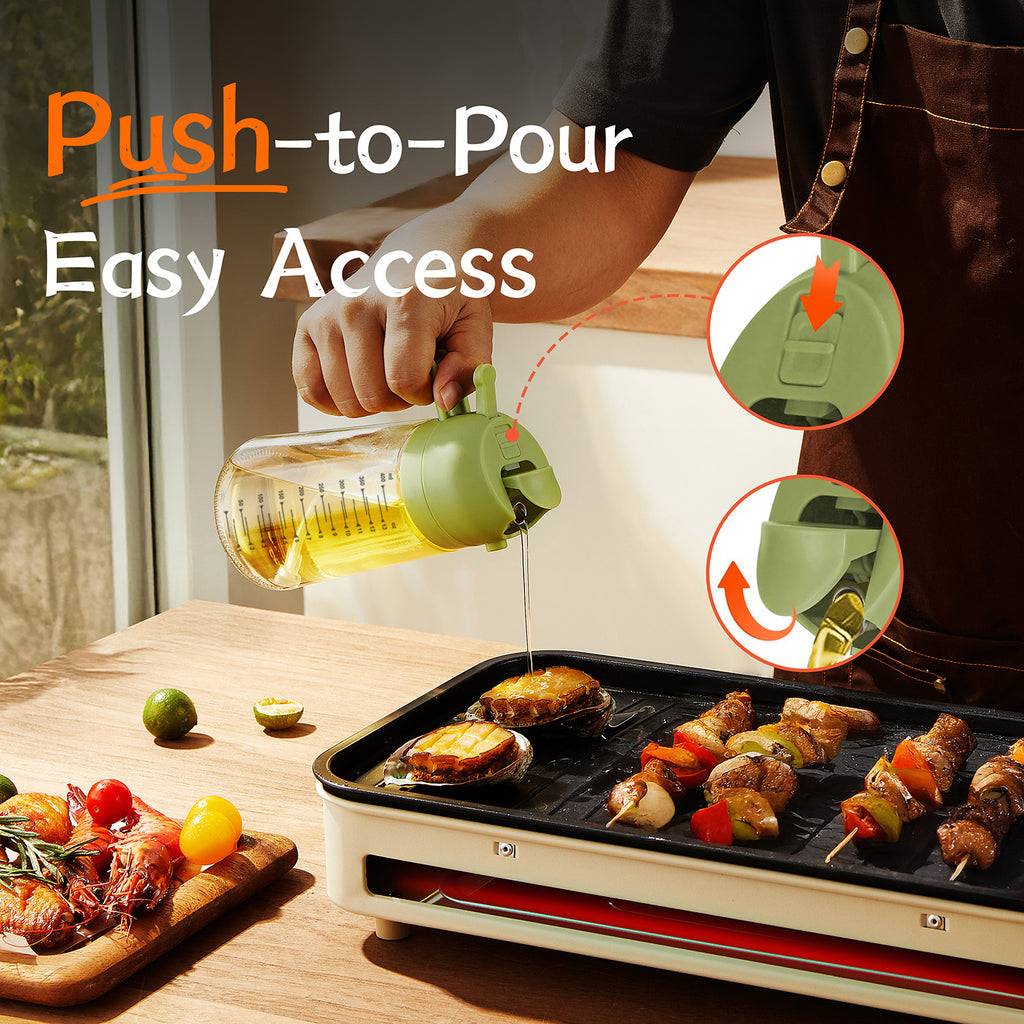 TrendPlain 16oz Glass Olive Oil Sprayer for Cooking - 2 in 1 Olive Oil Dispenser for Kitchen Gadgets,Air Fryer,Salad,Bbq