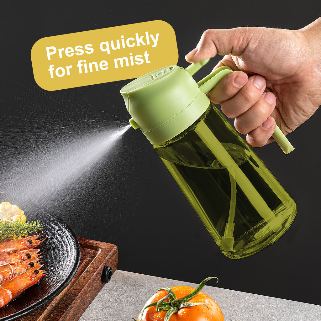 16oz Olive Oil Sprayer - Glass Bottle with Spray & Pour Modes - Light Blocking