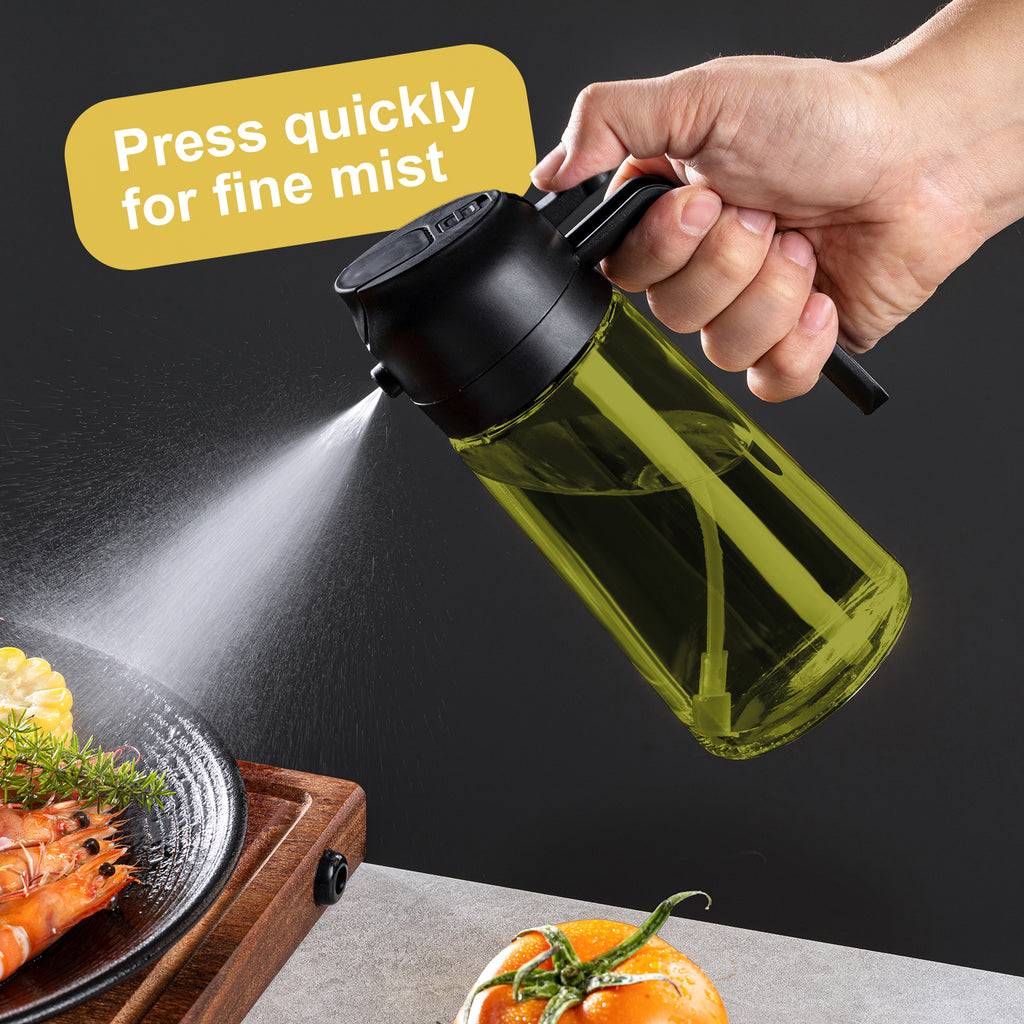 16oz Olive Oil Sprayer - Glass Bottle with Spray & Pour Modes - Light Blocking