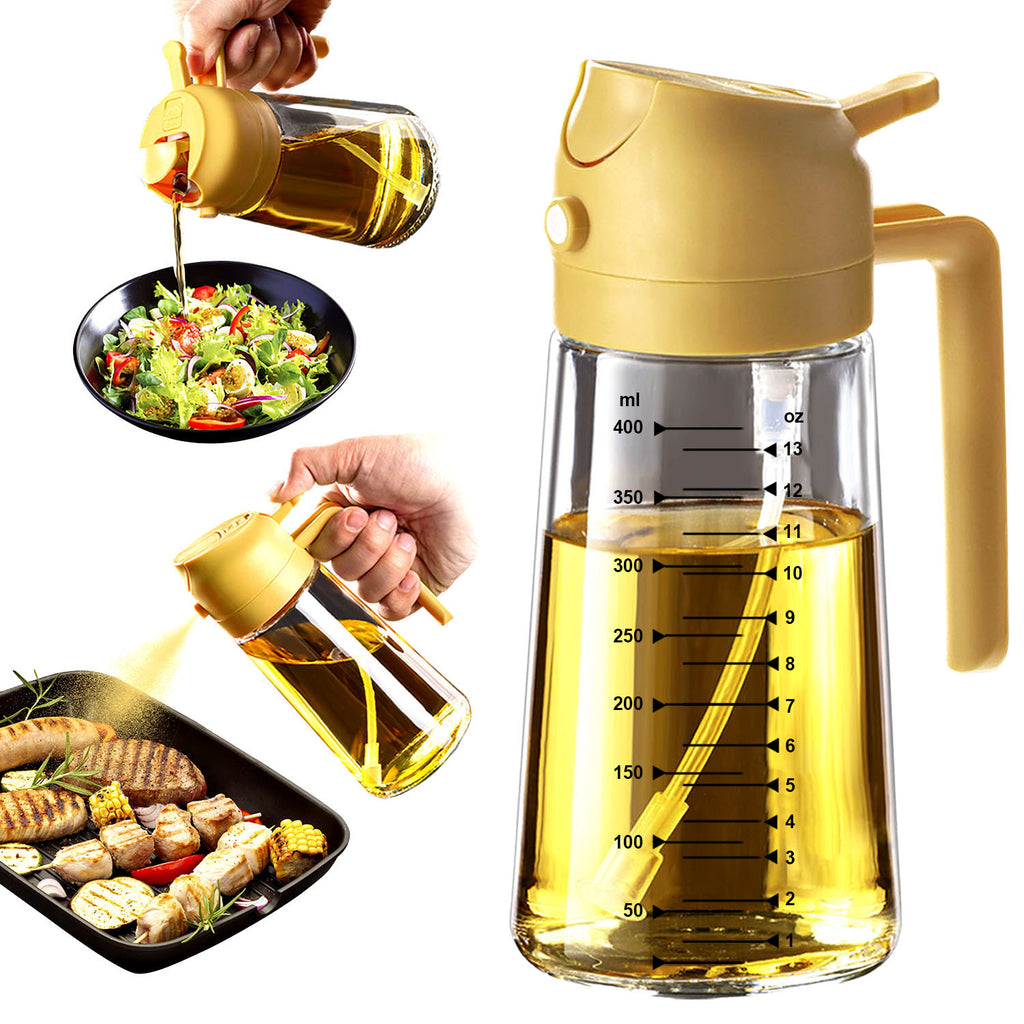 Vaporisateur d'huile d'olive 473 ml (16 oz) – Bouteille en verre avec modes vaporisateur et verseur