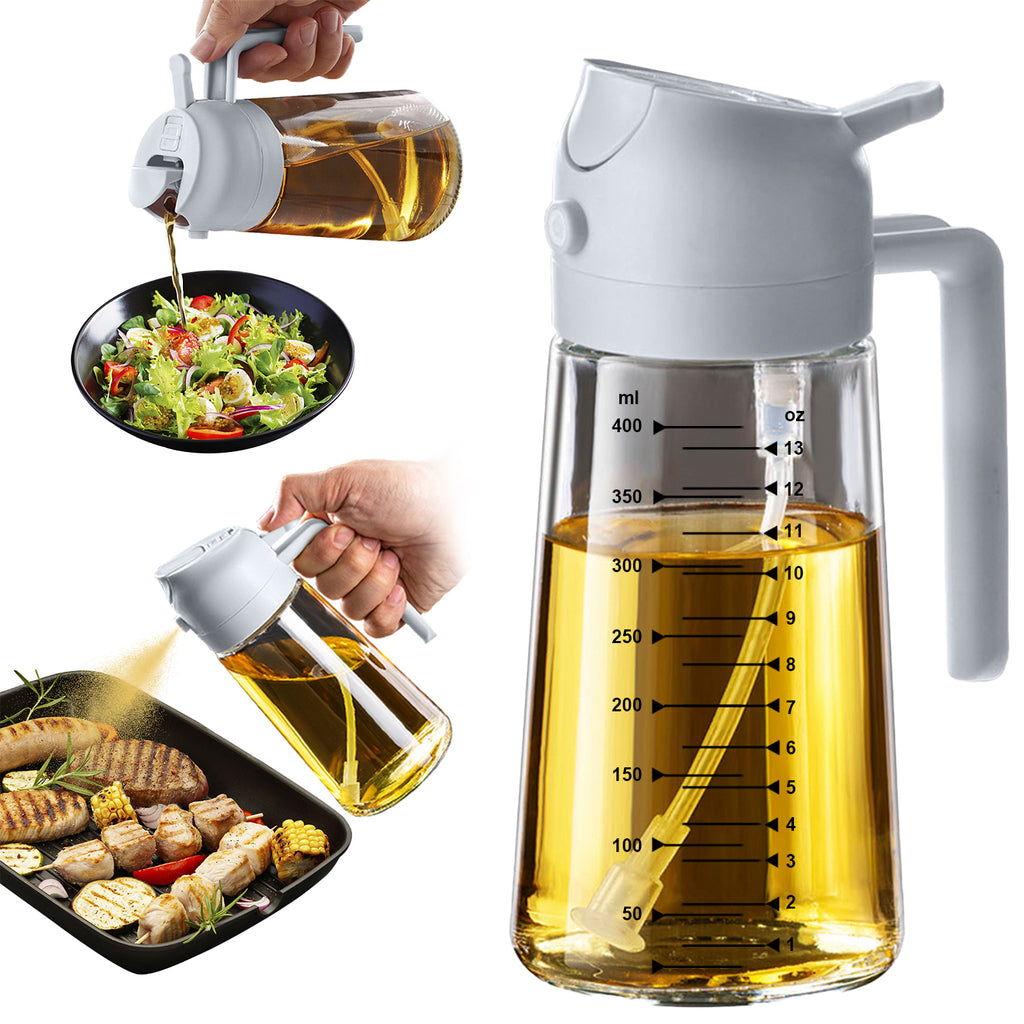 Vaporisateur d'huile d'olive 473 ml (16 oz) – Bouteille en verre avec modes vaporisateur et verseur
