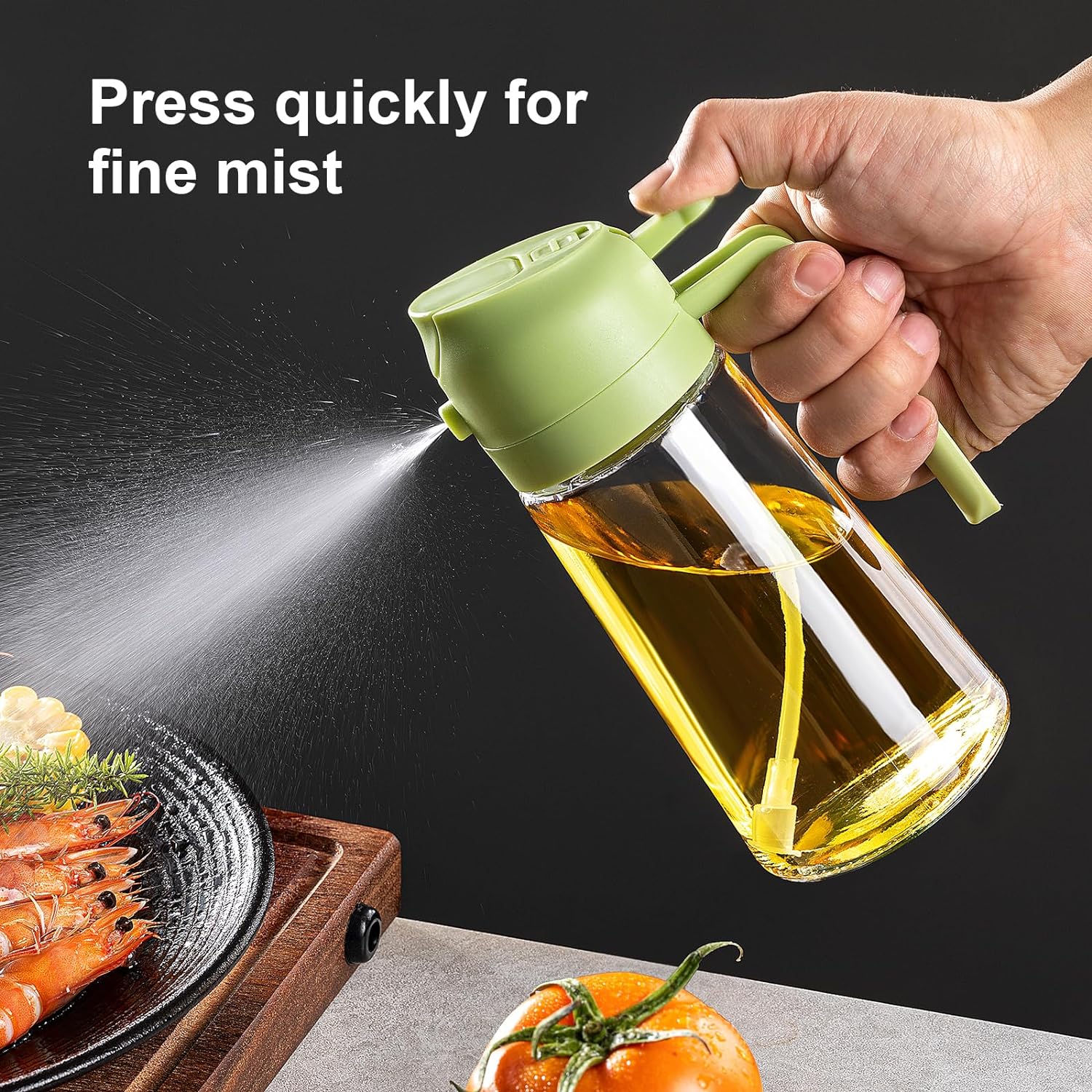 Vaporisateur d'huile d'olive 473 ml (16 oz) – Bouteille en verre avec modes vaporisateur et verseur