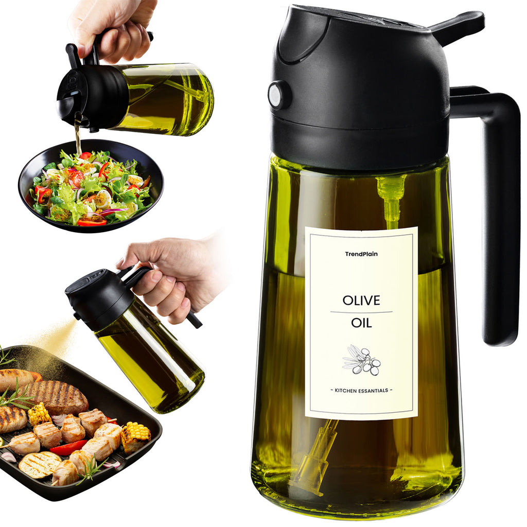 16oz Olive Oil Sprayer - Glass Bottle with Spray & Pour Modes - Light Blocking