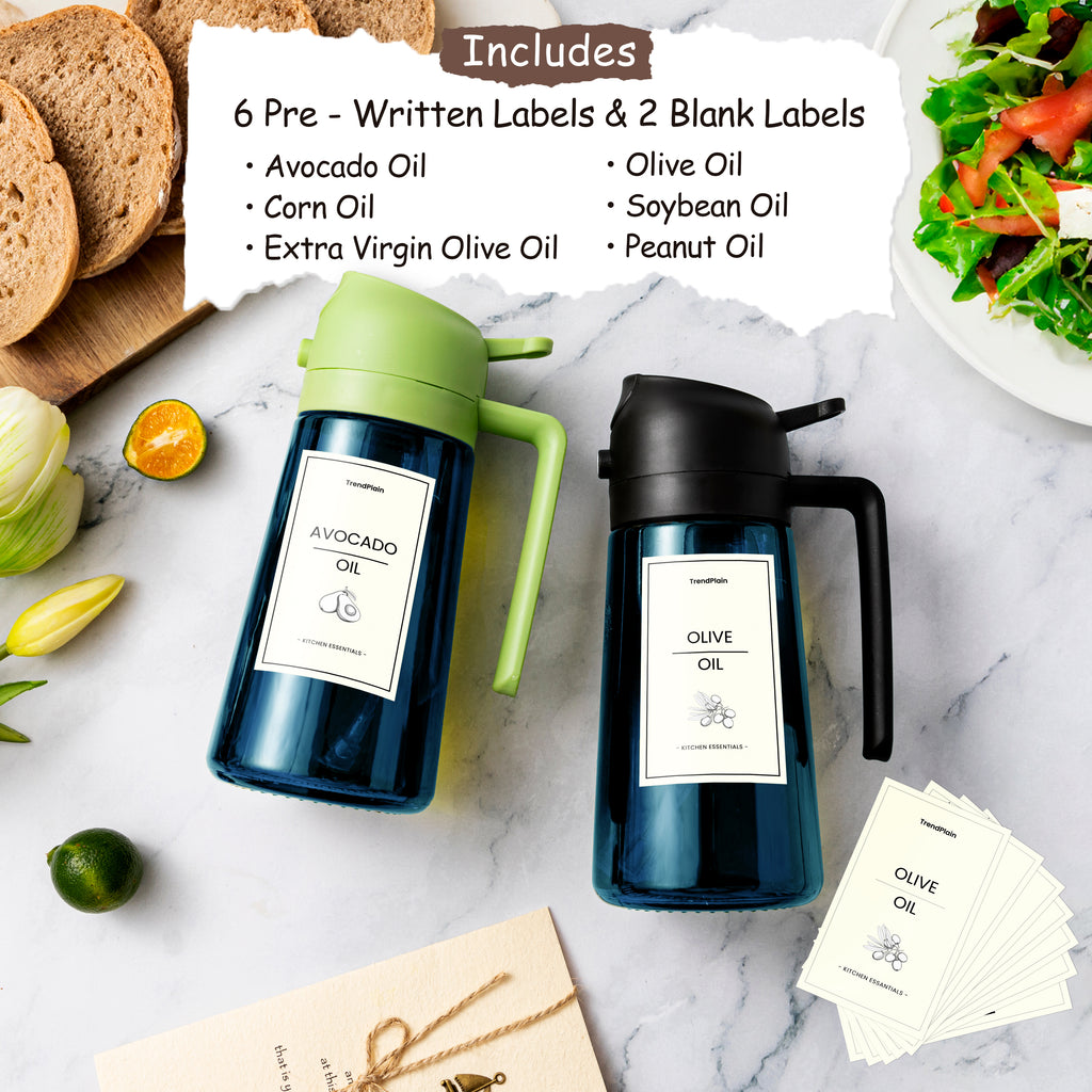 Distributeur d'huile d'olive 2 en 1 en verre bleu de 473 ml (16 oz).
