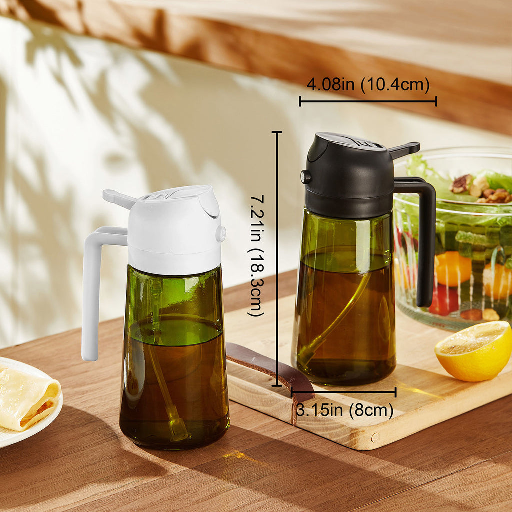 16oz Olive Oil Sprayer - Glass Bottle with Spray & Pour Modes - Light Blocking