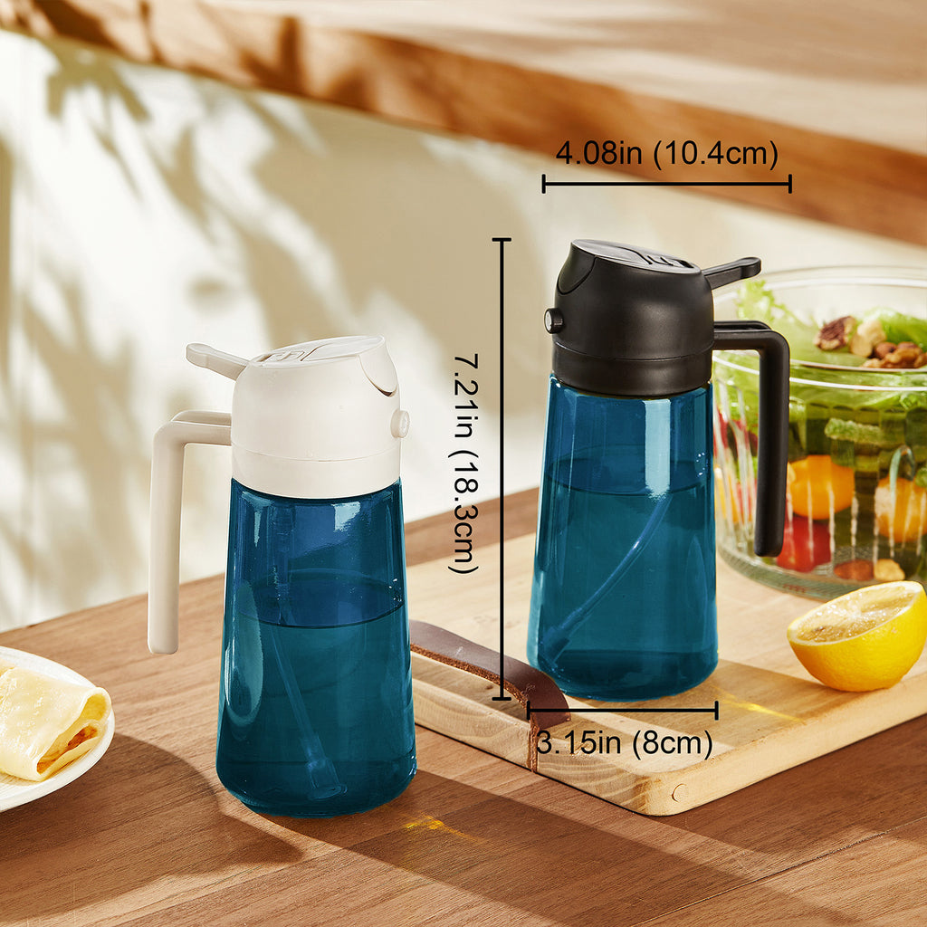 Distributeur d'huile d'olive 2 en 1 en verre bleu de 473 ml (16 oz).