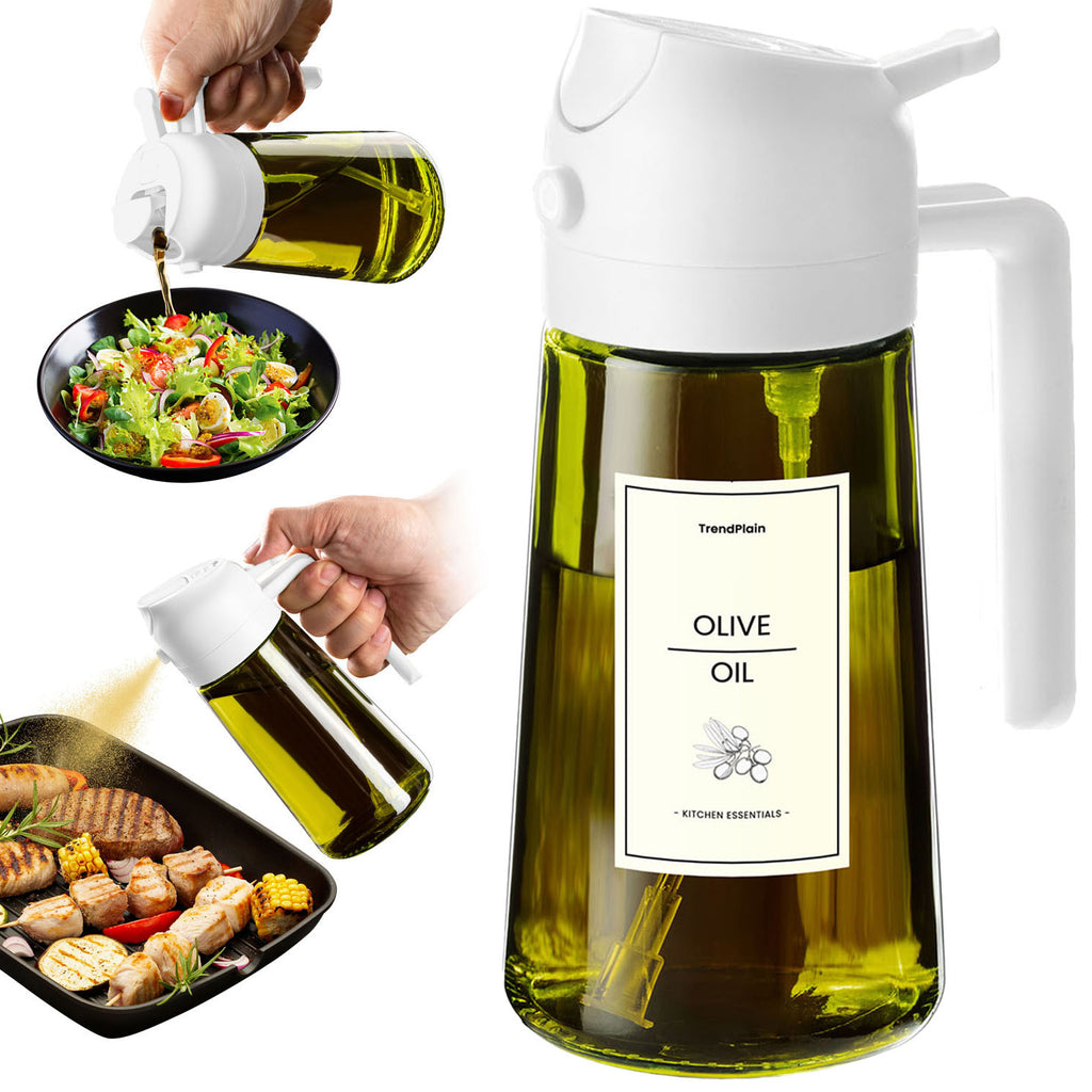 16oz Olive Oil Sprayer - Glass Bottle with Spray & Pour Modes - Light Blocking