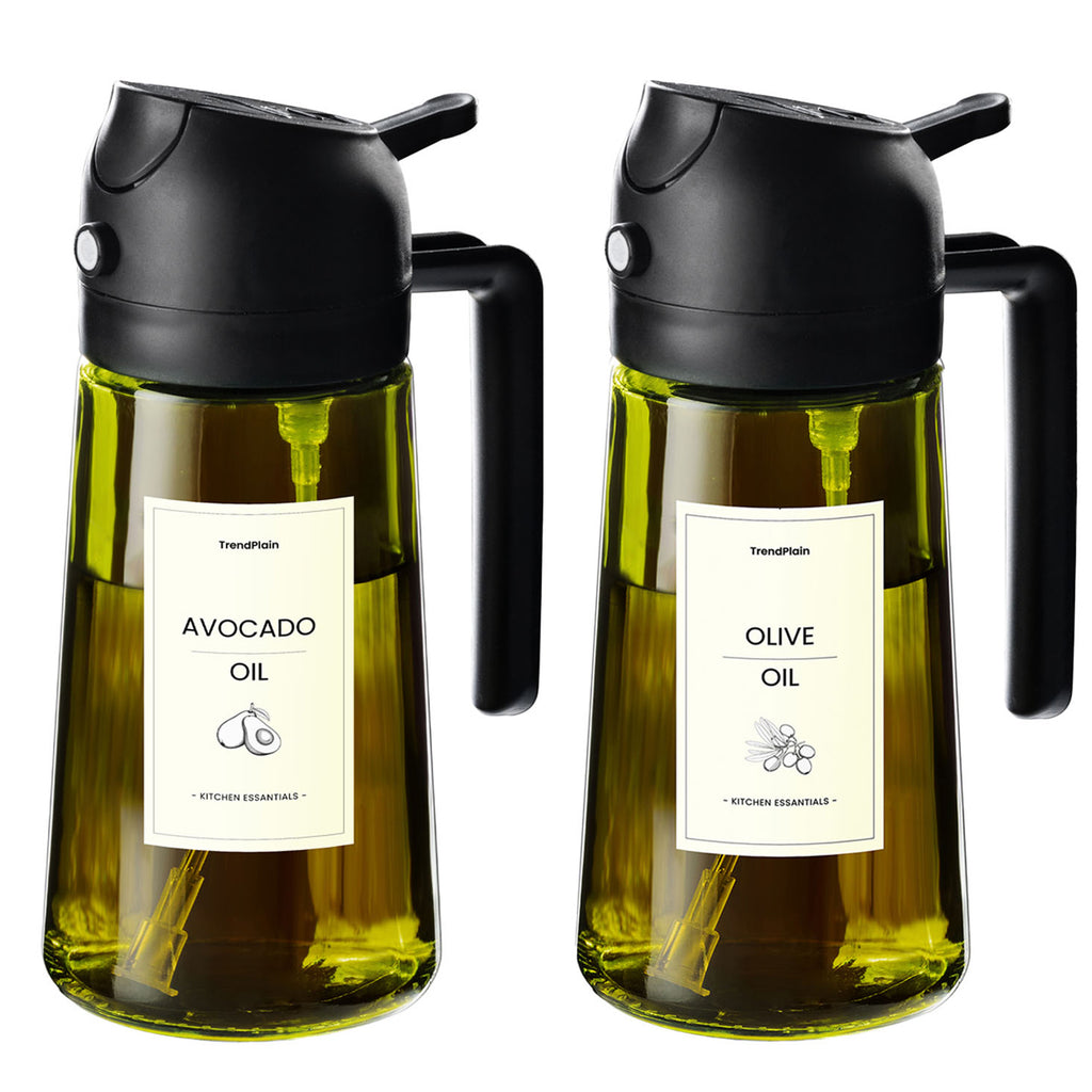 16oz Olive Oil Sprayer - Glass Bottle with Spray & Pour Modes - Light Blocking