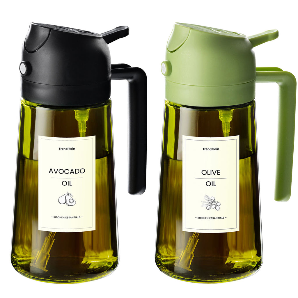 16oz Olive Oil Sprayer - Glass Bottle with Spray & Pour Modes - Light Blocking