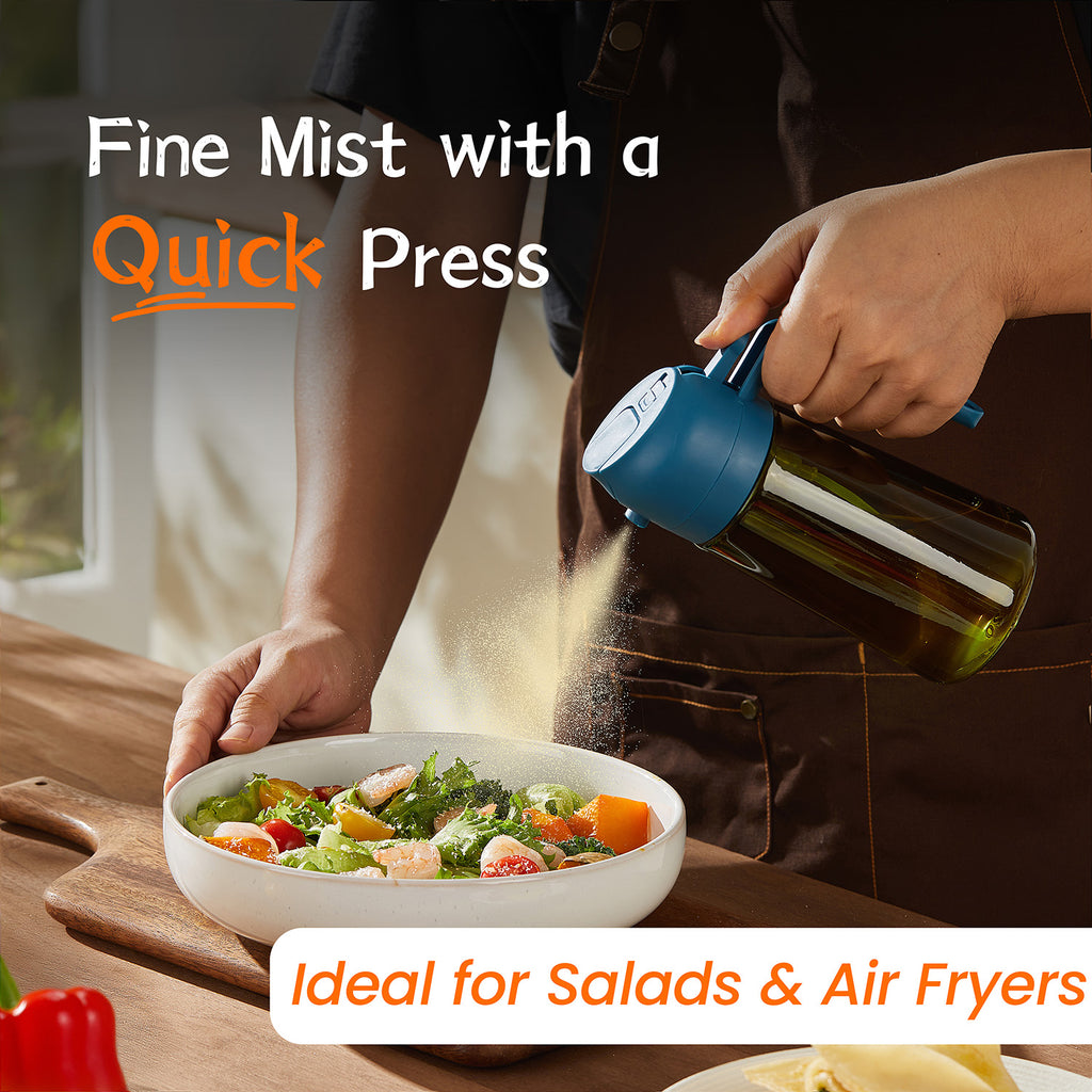 16oz Olive Oil Sprayer - Glass Bottle with Spray & Pour Modes - Light Blocking