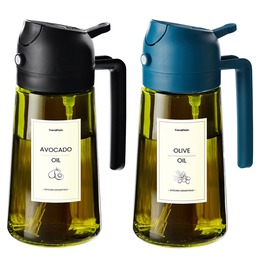 16oz Olive Oil Sprayer - Glass Bottle with Spray & Pour Modes - Light Blocking