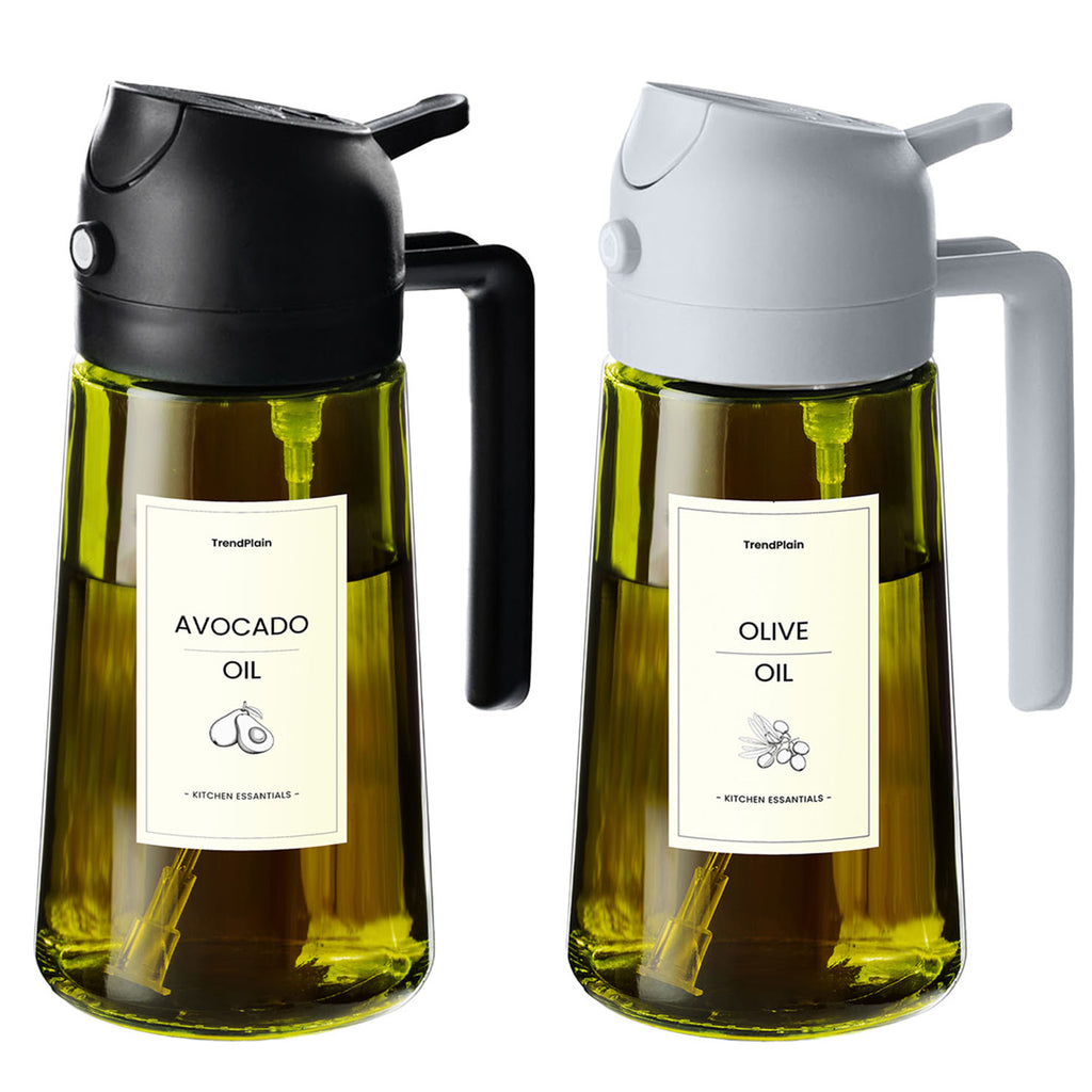 16oz Olive Oil Sprayer - Glass Bottle with Spray & Pour Modes - Light Blocking