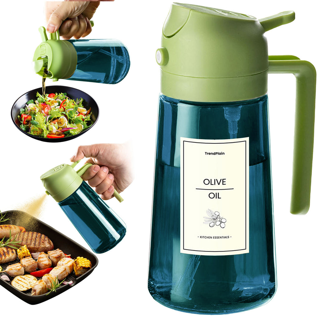 Distributeur d'huile d'olive 2 en 1 en verre bleu de 473 ml (16 oz).