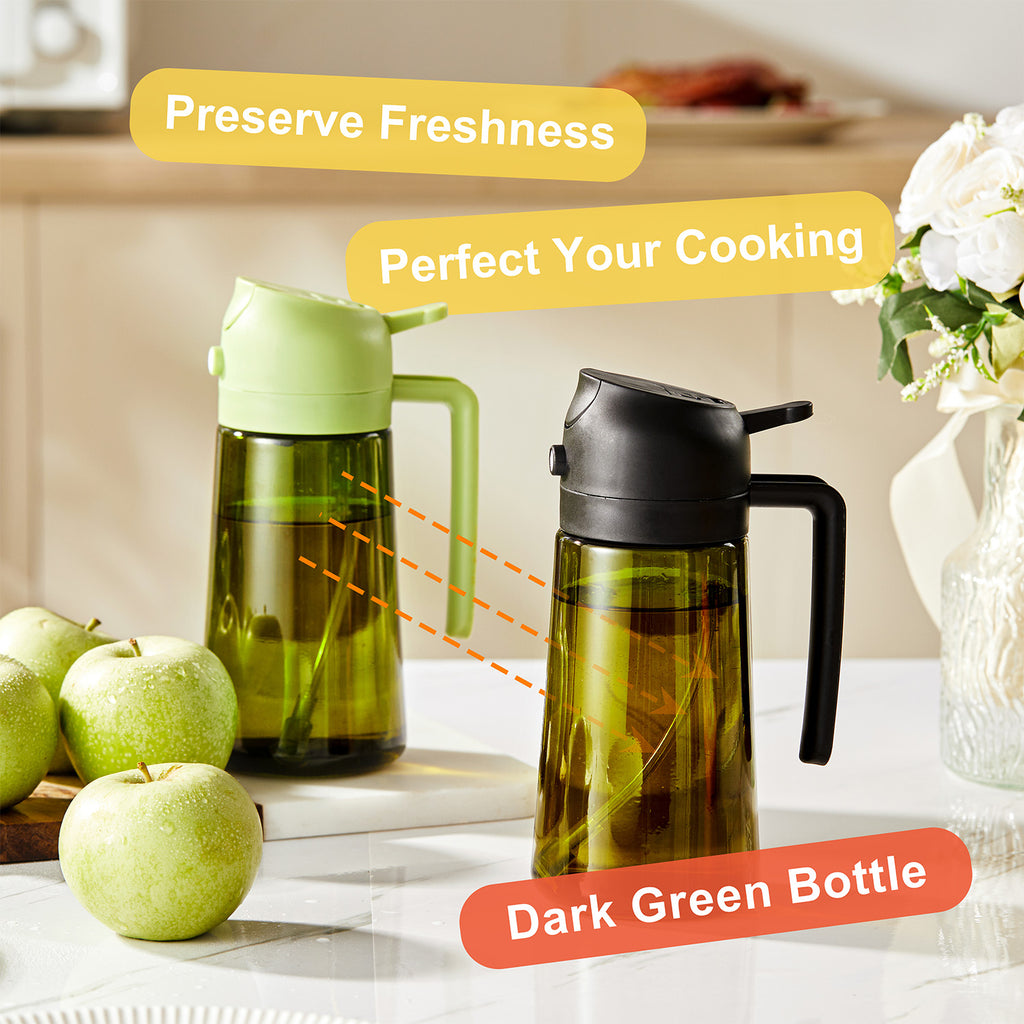 16oz Olive Oil Sprayer - Glass Bottle with Spray & Pour Modes - Light Blocking
